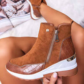 Botines de PU con cremallera lateral y parches